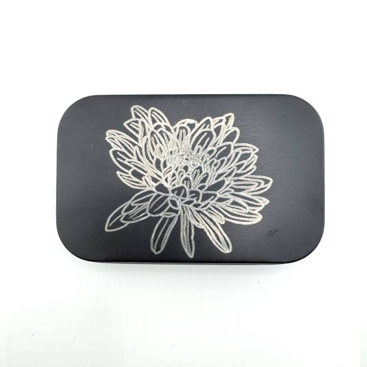 Art by Erica H & Rebel Stitchers - Wholesale Knitting/Crochet Supplies - Chrysanthemum Notions Metal Tin Kit w/ Magnets Needle Holder5