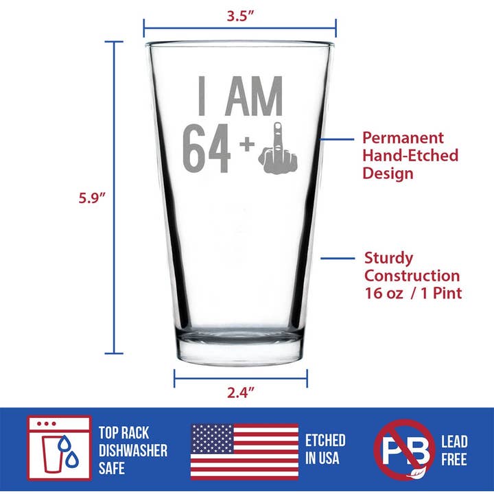 bevvee - Vendita all'ingrosso Boccali - Regali per il 65° compleanno - Bicchiere da 64 pinte Middle Finger per birra5