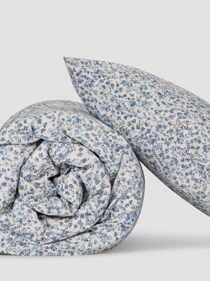 Blue Mini Meadow Kids Cotton Bedding Set for wholesale by Piglet in Bed USA