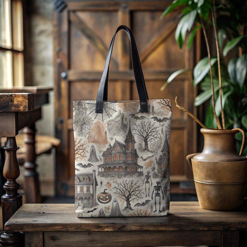 MagicMerchEmporium - Wholesale Tote Bag - Unisex - Halloween French Toile Tote Bag5