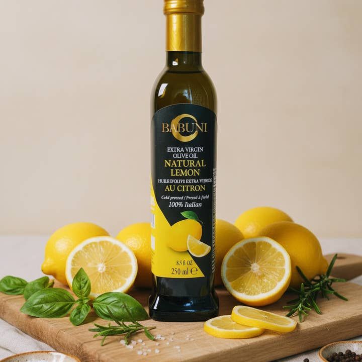 Huile d'olive extra vierge — Arôme naturel de citron (sans OGM) pour la vente par BABUNI Gourmet & Specialties