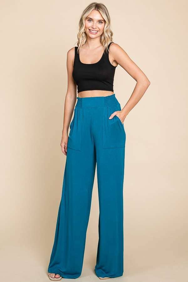 Culture Code - Wholesale Pants - Women's - CAP1848 - SMOCKING WAIST WIDE POCKET PANTS3