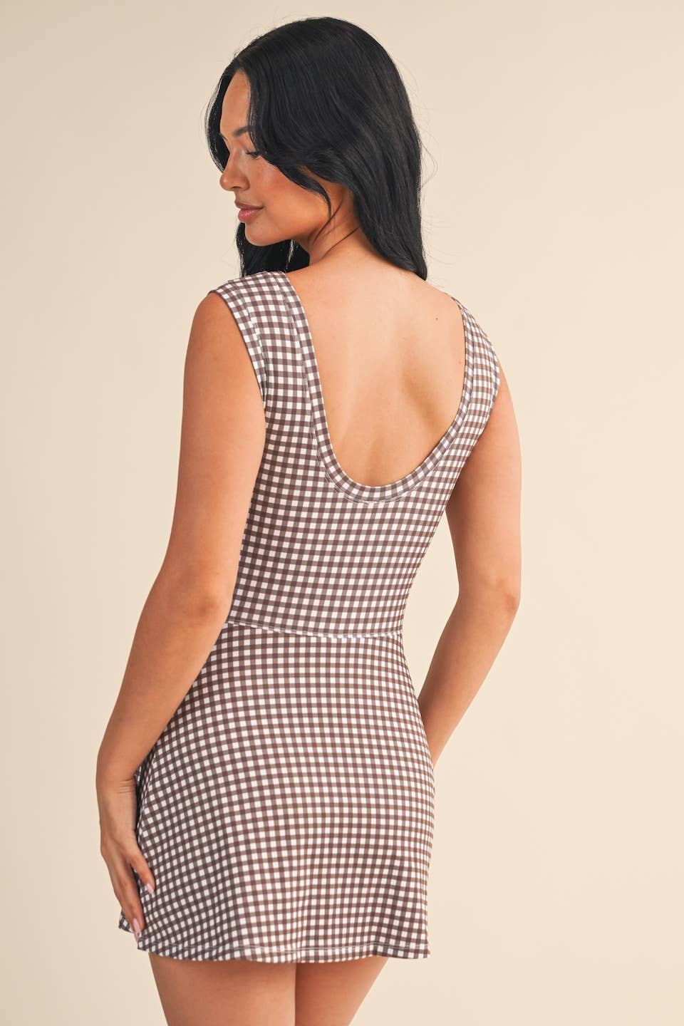 KIMBERLY C - Wholesale Athletic Dress - Women's - Gingham Print Sleeveless Wrap Tie Front Dress 13