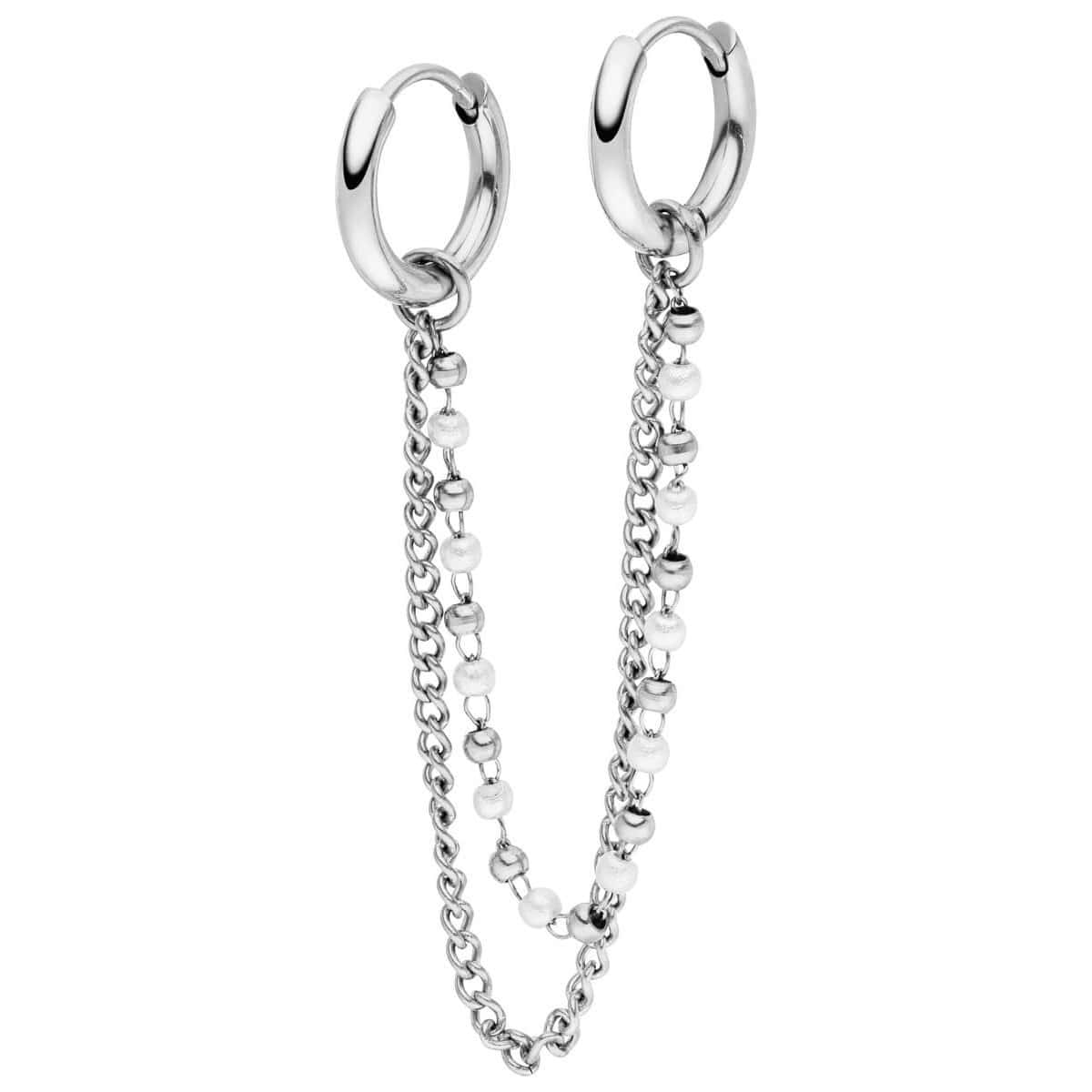 Schmuckgroßhandel - Venta al por mayor Pendientes colgantes - Pendientes de cadena con perlas | Baño de oro de 18K0