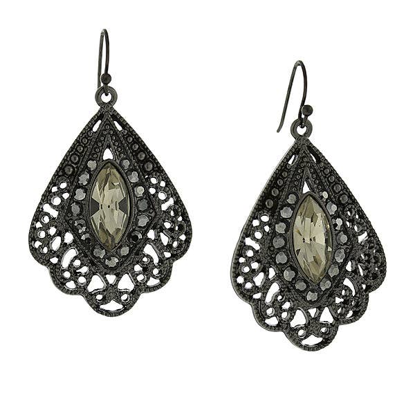 2028 Jewelry Hematite Color Filigree Fan Earrings for wholesale by 1928 Jewelry