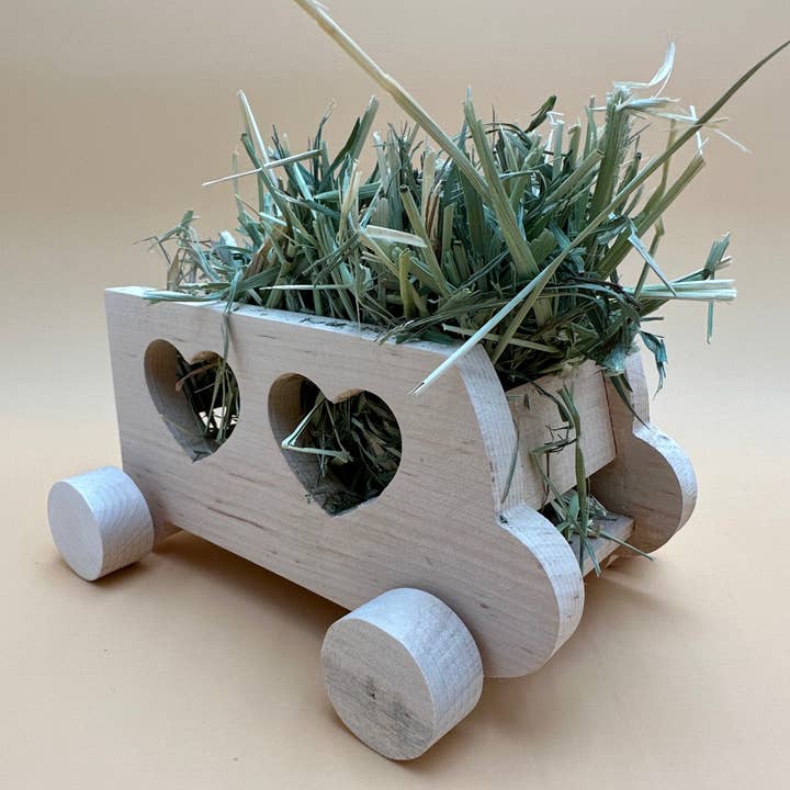 Bun Box Society - Wholesale Pet Toy - Not Cat/Dog - Wooden Cart Rabbit Hay Feeder | Bunny Toy | Pet Hay Feeder