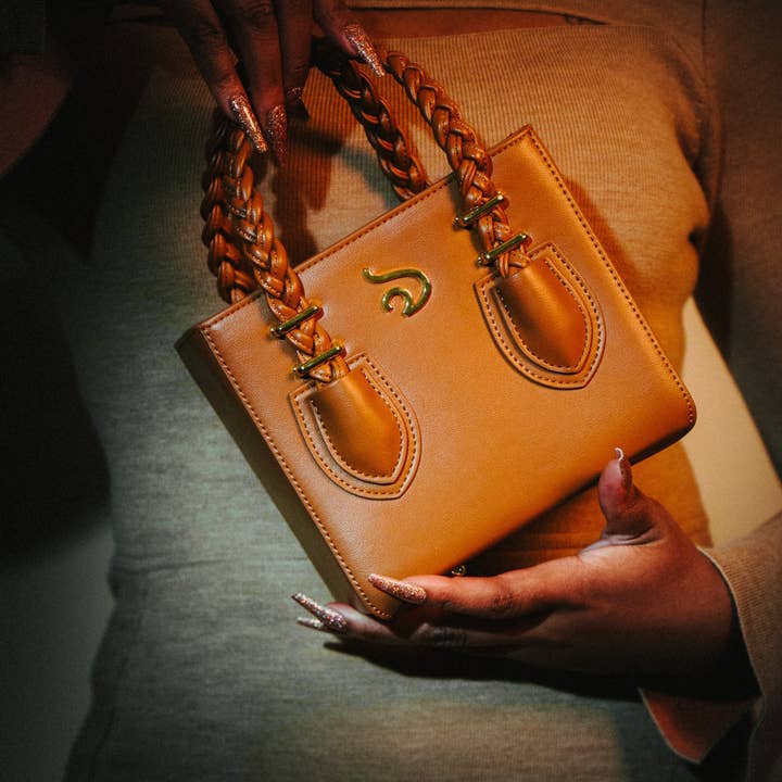 Mesan - Wholesale Tote Bag - Women's - 'Oyin' Brown Boxy Tote With Gold Hardware1