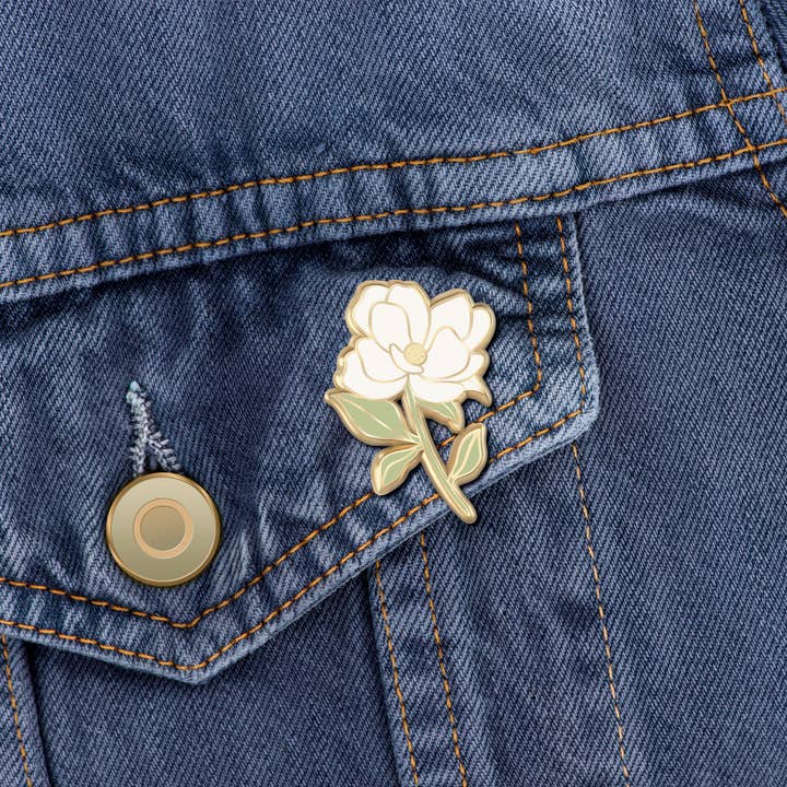 Plant Scouts - Wholesale Lapel Pin/Button - Magnolia Flower Enamel Pin | Wedding Lapel Pin