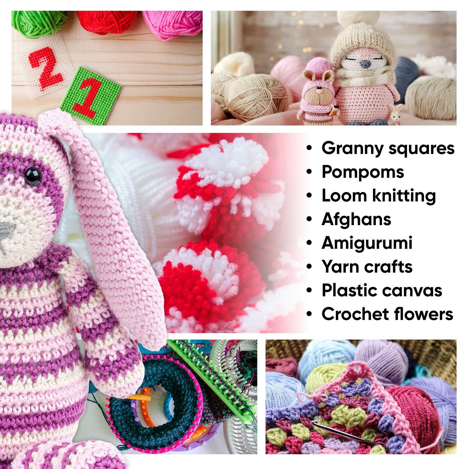 CRAFTISS LLC - Wholesale Yarn - 30x20g Acrylic Yarn Skeins Set - Bulk Yarn Kit - 1300 Yards5