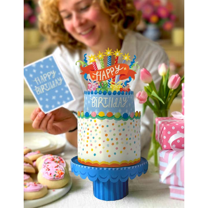 FreshCut Paper LLC - Wholesale Birthday Card - Confetti Birthday Cake (8 Pop-up Greeting Cards)4