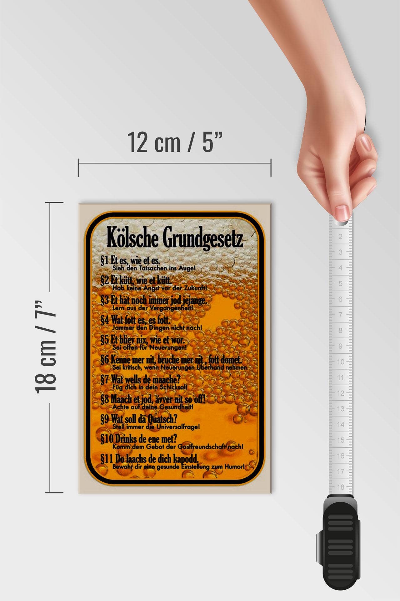 Femer - Wholesale Sign - Wooden sign saying 12x18cm Kölsche Grundgesetz Et es wie et deco sign4