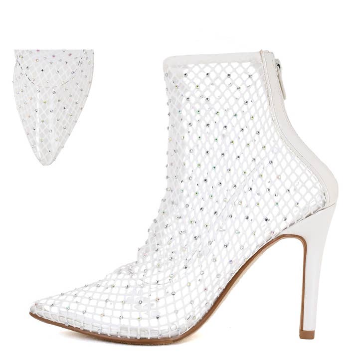 FD-EPIC-Fishnet Rhinestones Stiletto Heeled Dress Ankle Boot for wholesale by Golden Bulls