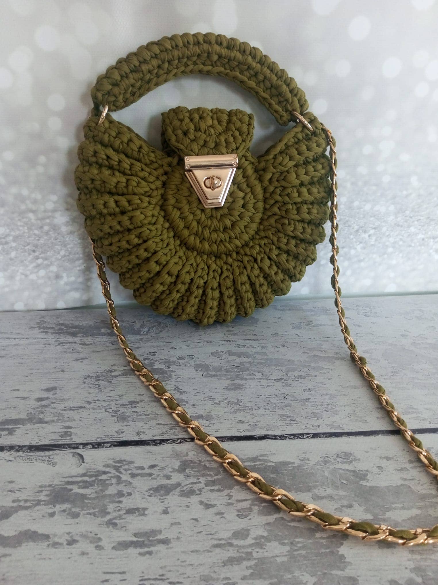 CHQEL - Wholesale Top Handle Bag - Women's - CHQEL Round Mussel  Crochet Handmade Model for Womens 2