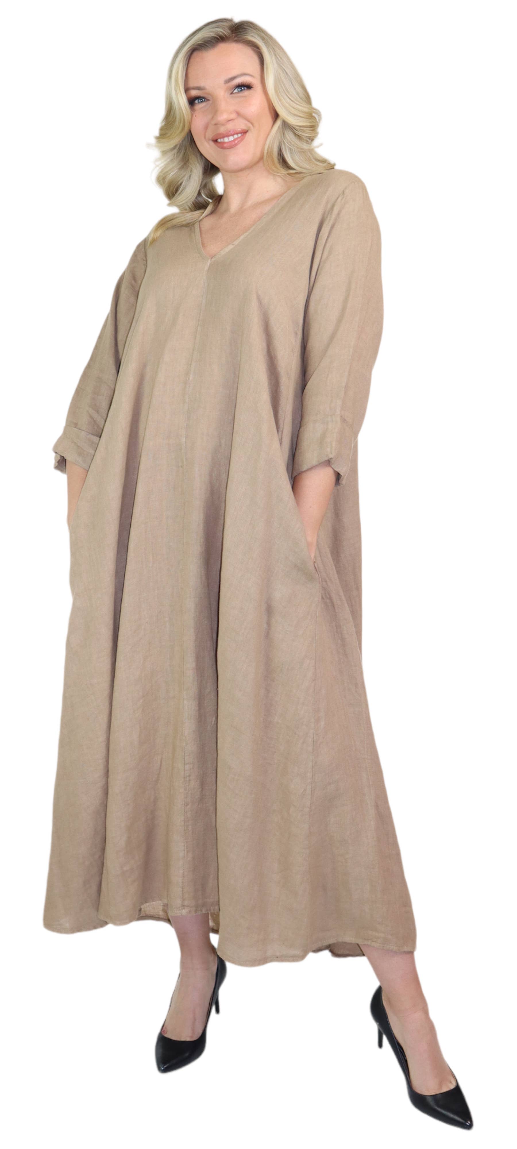 LINEN AND GAUZE - Wholesale Dress - Women's - Linen Women summer dress Swing Maxi Dress in washed linen 2