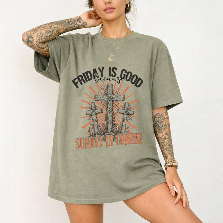 Comfort Colors - Sexta-feira é Boa T-Shirt, Camiseta Cristã por atacado de Printliss