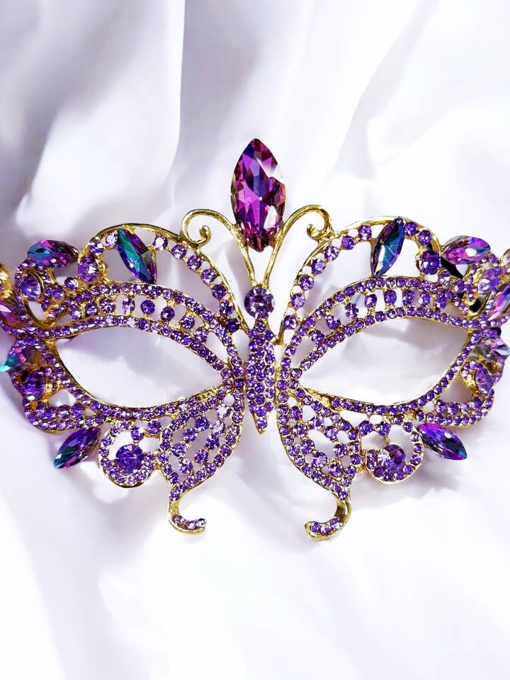 Happy Dream Gifts – Engroshandel Kostume – til kvinder – Lilla Maskeradebalmaske, Teatermaske, Guld Prommaske3