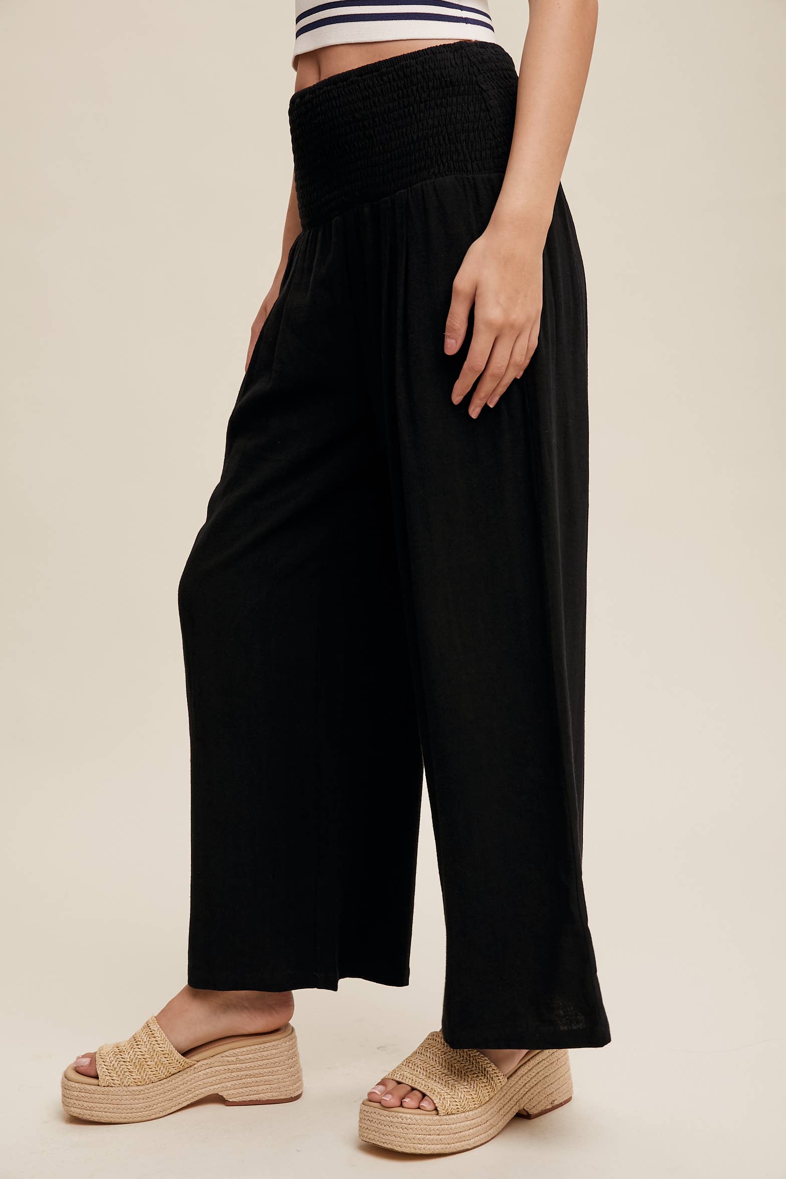 Listicle - Wholesale Pants - Women's - Smocked Waist Wide Leg Pants
Smocked Waist Wide Leg Pants
3