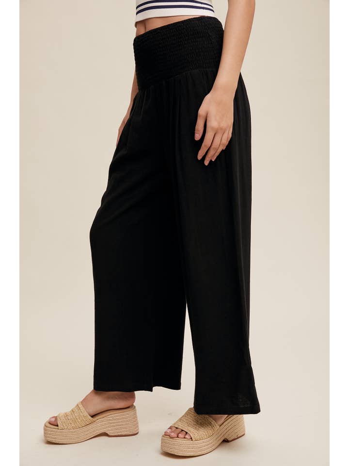 Listicle - Wholesale Pants - Women's - Smocked Waist Wide Leg Pants
Smocked Waist Wide Leg Pants
3