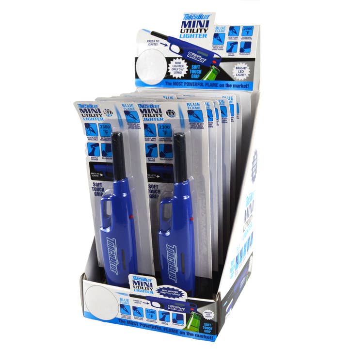 Novelty Brands - Wholesale Retailer Display - Home & Living - Torch Blue Assorted Torch Lighter 3 Tier Countertop Display 9