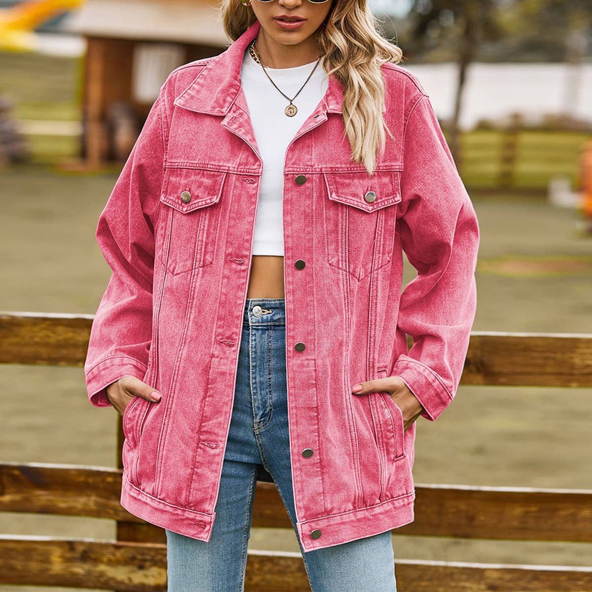 ACCITY - Wholesale Denim Jacket - Women's - Women’s Retro Casual Oversized Jean Jacket_CWOCO11917