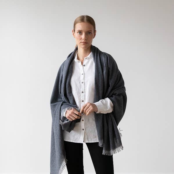 Merino Wool Shawl Indigo Salvatore LinenMe for wholesale by LinenMe