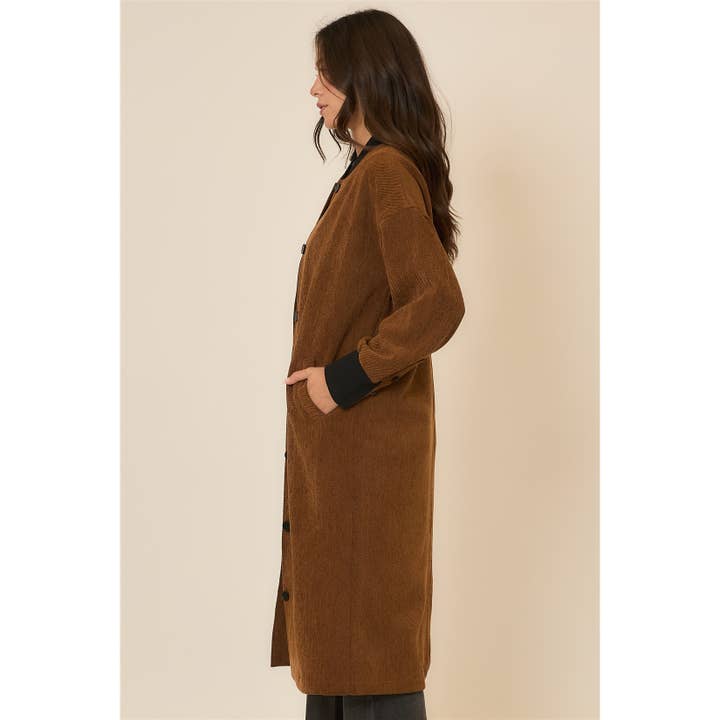 Cozy Casual, Inc. - Wholesale Coat - Women's - Corduroy Button Up Long Coat 13