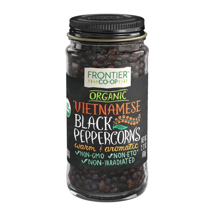 Vietnamese Whole Black Peppercorns, Organic, Non ETO 2.12 Oz for wholesale by Frontier Co-op