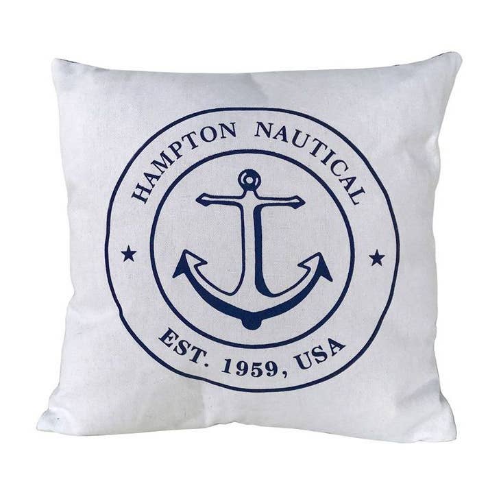 Decoratief wit Hampton Nautical met anker sierkussen 16" voor wholesale door Hampton Nautical