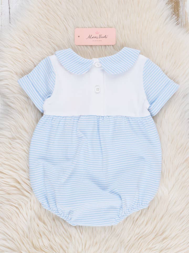 Marie Nicole Clothing - Wholesale Bodysuit (Non-Footed) - Baby - Classic Baby Blue Striped Bubble1