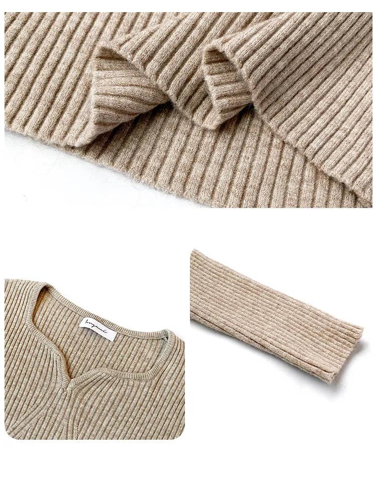 Blak Wardrob - Wholesale Knit Sweater - Women's - Women Slim V-Neck Bottoming Sweater2