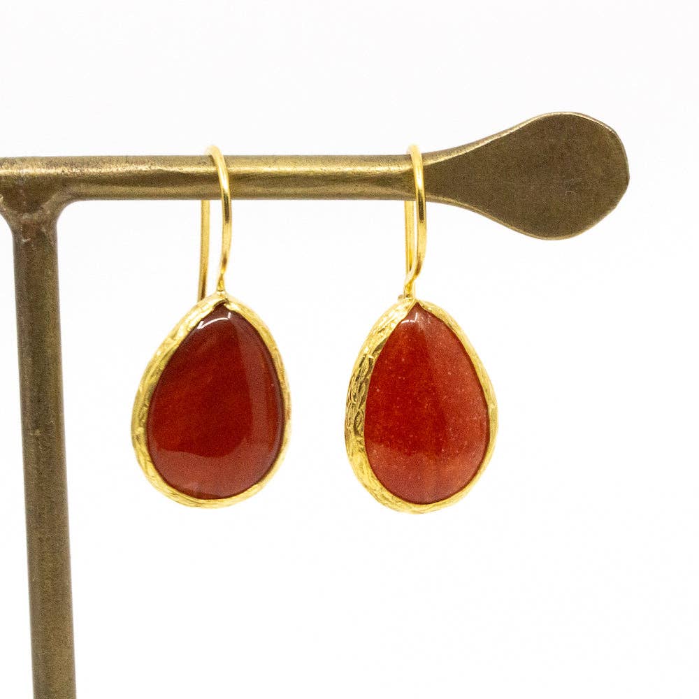 R d Theá Ädelsten Örhänge Röd Jade for wholesale on Faire0