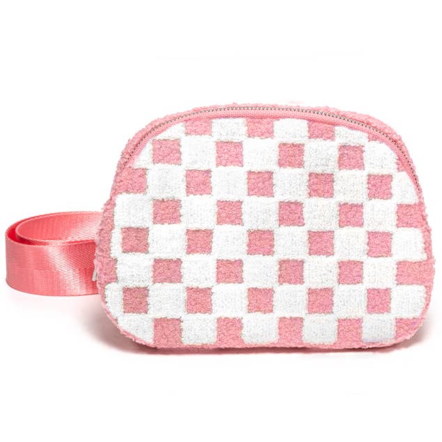 Living Royal - Wholesale Belt Bag - Women's - Adjustable Belt Bag - Pink & White Checkered - Pink0