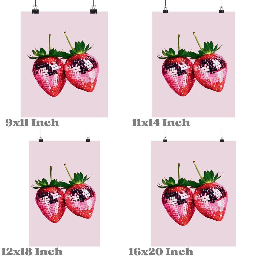 CLM Creative Studio - Wholesale Art Print - Disco Ball Dipped Strawberries Wall Art Prints 1