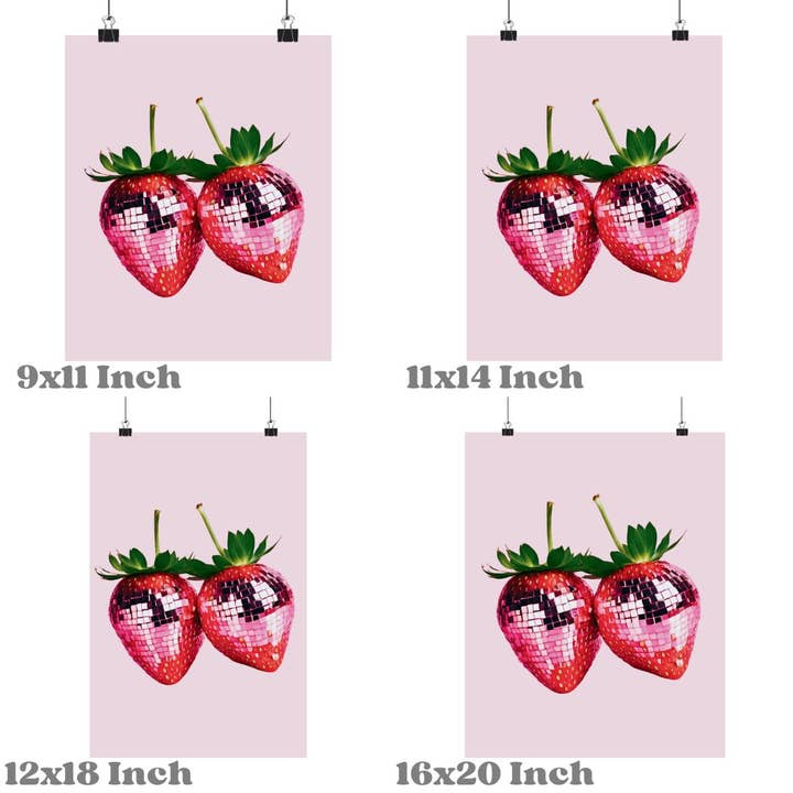 CLM Creative Studio - Wholesale Art Print - Disco Ball Dipped Strawberries Wall Art Prints 1