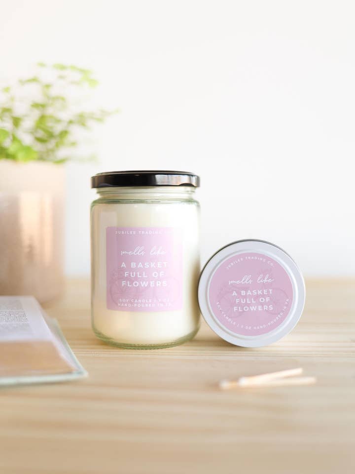 Vela de Cesta Llena de Flores para venta al por mayor de Highland Ridge | Handmade Home Decor