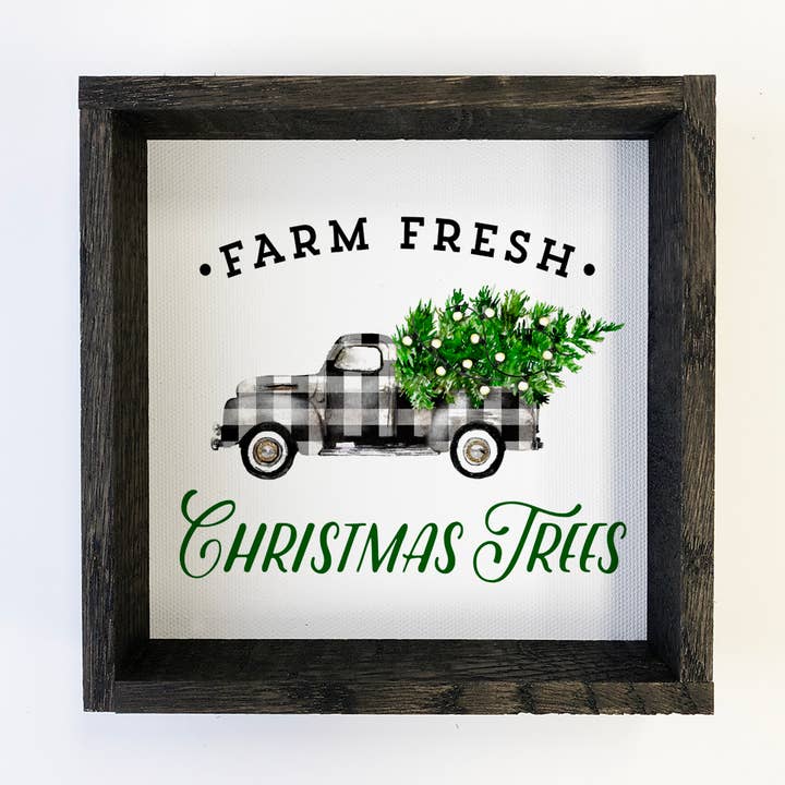 Zwart-wit kersttruck Mini houten bord ebbenhouten vlek voor wholesale door Hangout Home