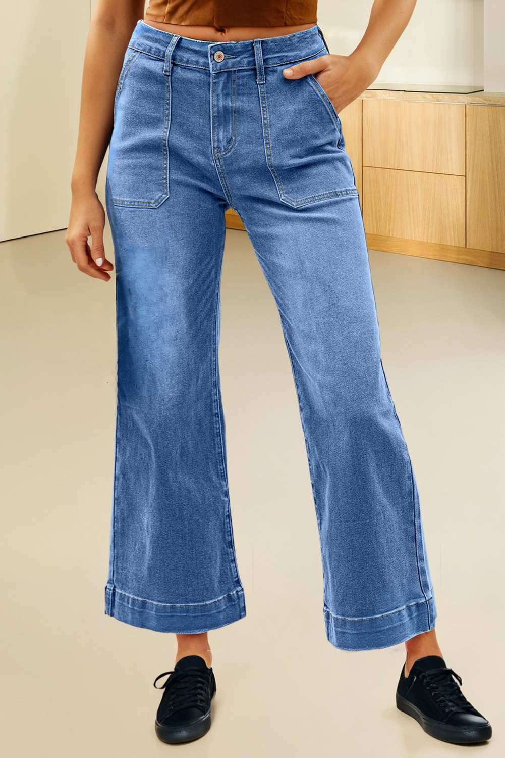 LA Society - Wholesale Jeans - Women's - Cropped High Rise Wide Leg Jeans7