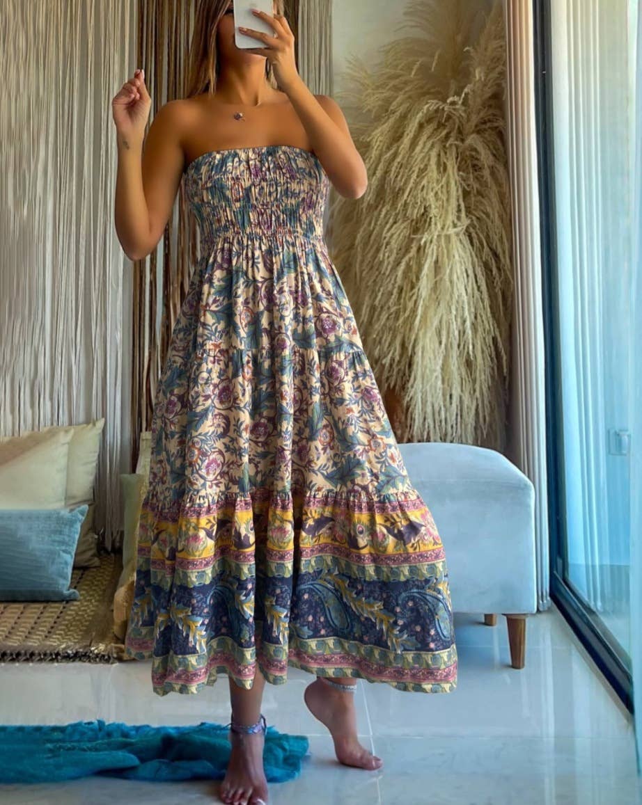 Rosa Clothing - Wholesale Skirt - Women's - Swing Style Bohemia Ethnic Floral maxi skirt26