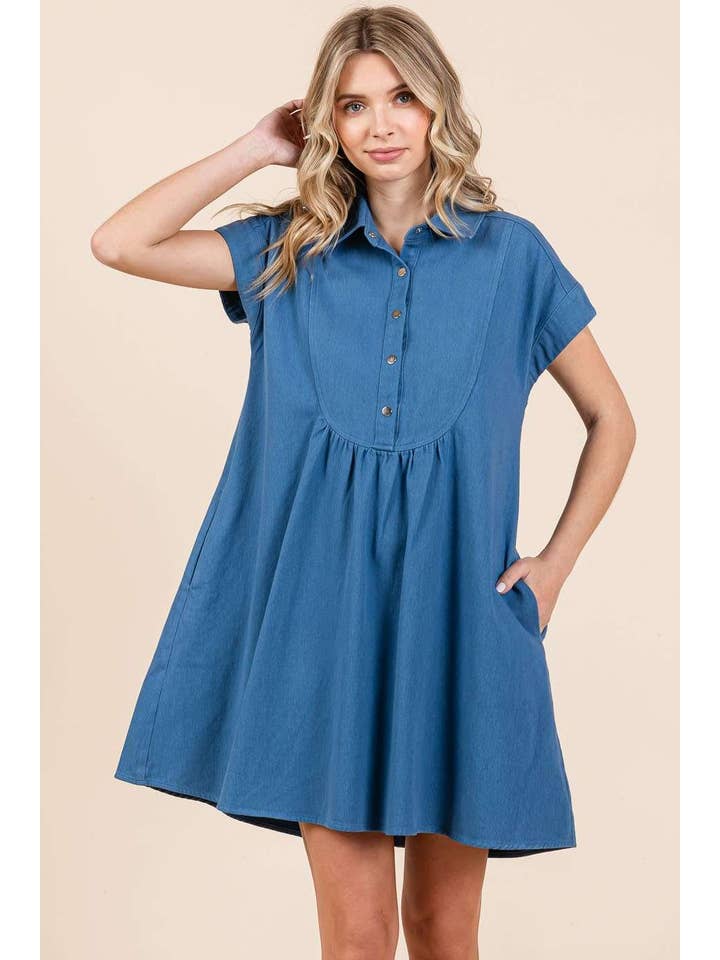 mittoshop – Engroshandel Kjole - Dame – TWILL KORTÆRMET MINIKJOLE MED KRAVE13