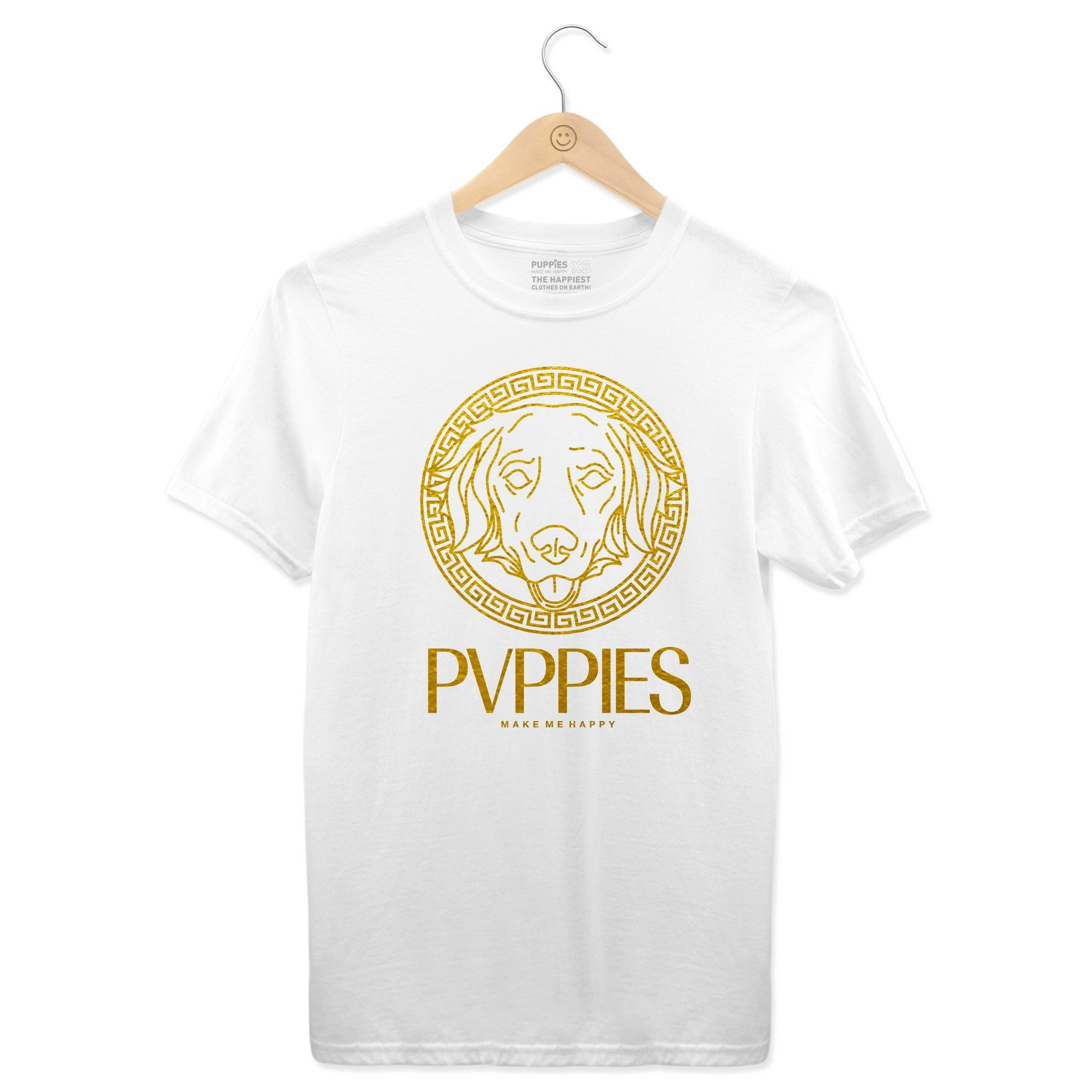 Puppies Make Me Happy - Vendita all'ingrosso Maglietta serigrafata - Donna - Verdoggie | T-shirt girocollo unisex in lamina dorata1