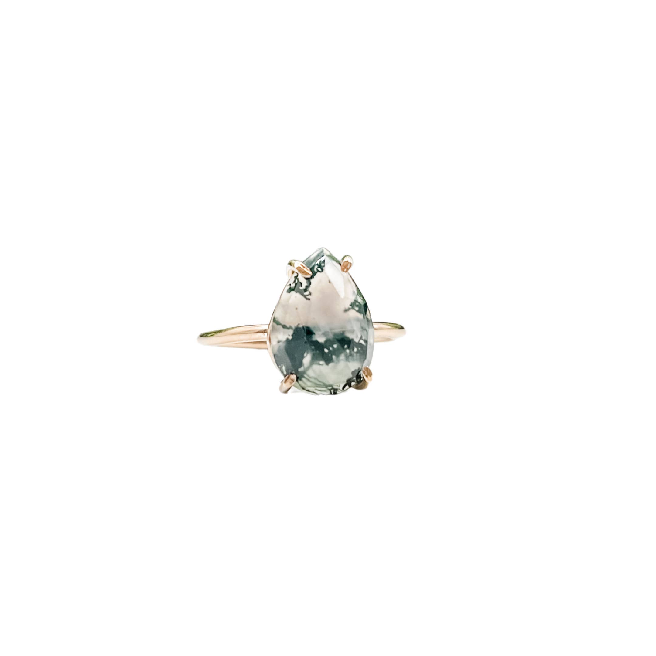Simply Chic Jewelry - Vente Solitaire - Bague poire en agate mousse