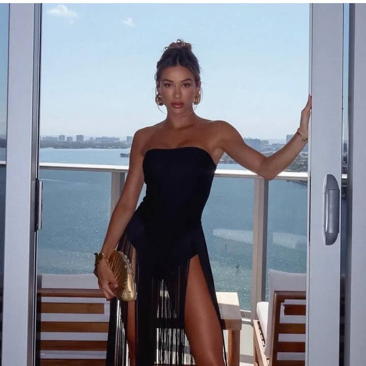 Jessica Bara Alia Strapless Fringe Maxi Dress and other Purchase Wholesale ms007. Free Returns & Net 60 Terms on Faire trending on Faire.