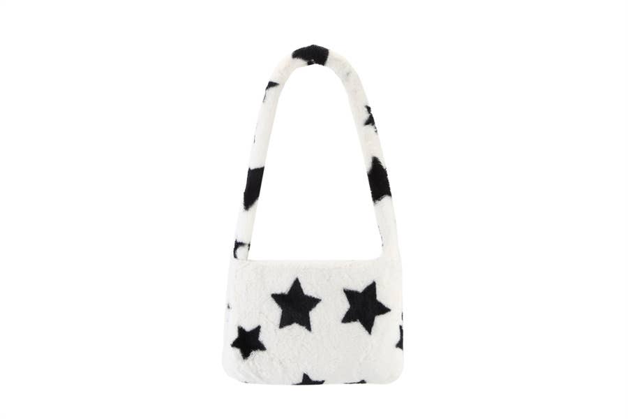 Nima Accessories Inc – wholesale Top handle bag – women's – Ladies Faux Fur Star Print Top Handle  Handbag3