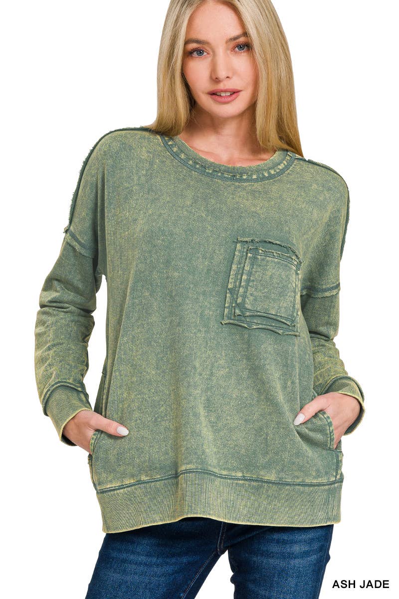 42POPS - Vendita all'ingrosso Felpa - Donna - Pullover in French Terry lavaggio acido.11