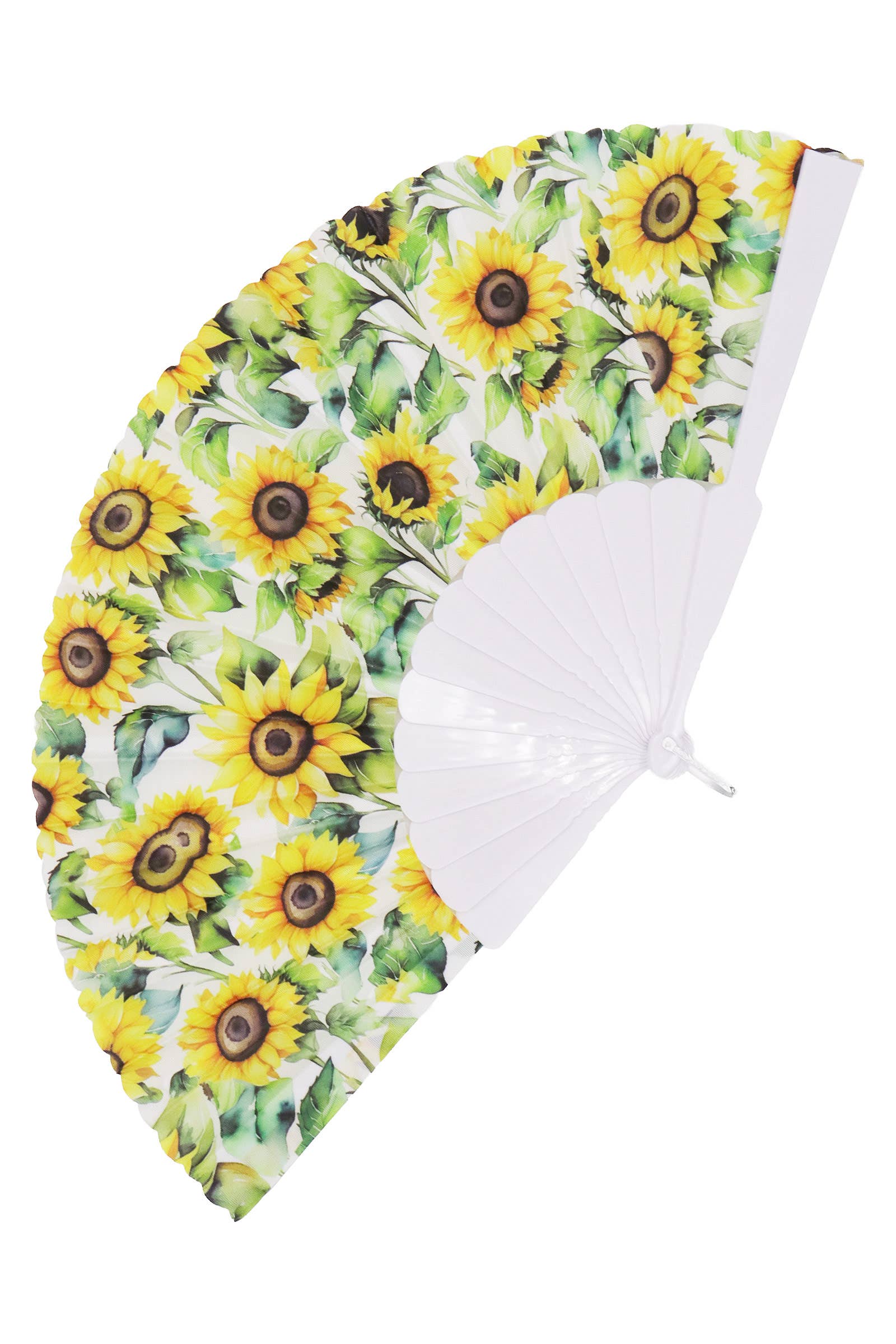 ASSORTED Sunflower Farm Fields White Handheld Folding Fan for wholesale on Faire7