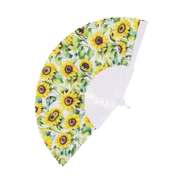 SORTIERT Sonnenblumenfeld Weißer Handfächer für den Großhandel auf Faire7