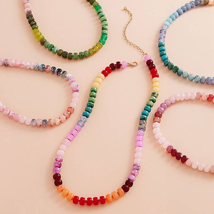 Sensibling Corp. - Wholesale Beaded/Pearl Necklace - Ombre Flat Round Shaped Beaded Necklace