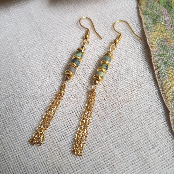 Boucles d’oreilles turquoise « RANI » pour la vente par GINANDGER