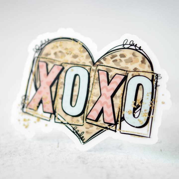 XOXO Heart Retro, Vinyl Sticker, 3x3 in. for wholesale by Savannah and James Co