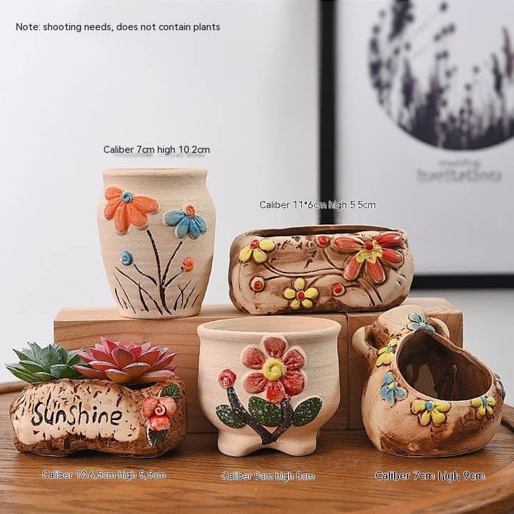 Succulent Flower Pot Ceramic Stoneware Simple Small Pot Plant for wholesale by Rooted Treasures Farms